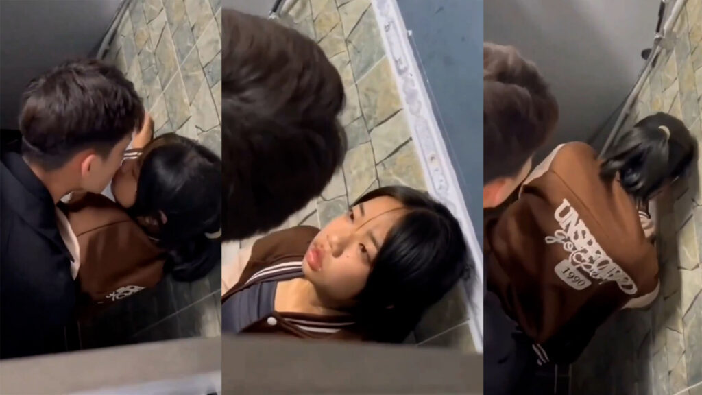 แอบเย็ด คลิปโป้นักเรียนอาชีวะนัดรุ่นน้องมาเย็ดเปิดซิงในห้องน้ำ