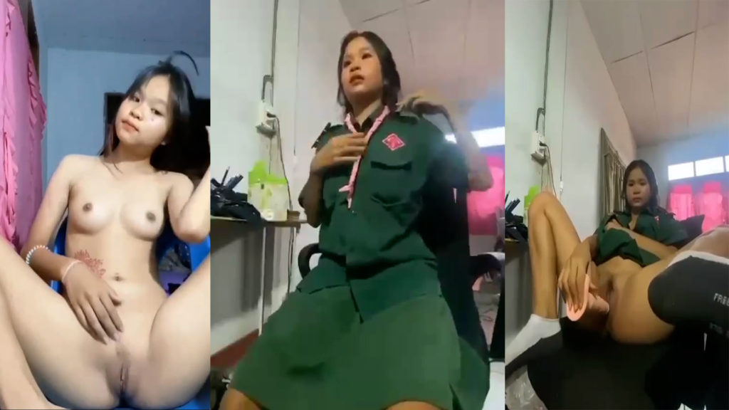 คลิปหลุดนักเรียน แอบตั้งกล้องเบ็ดหีในห้องพักครูใช้ควยปลอมน้ำแตกคามือ