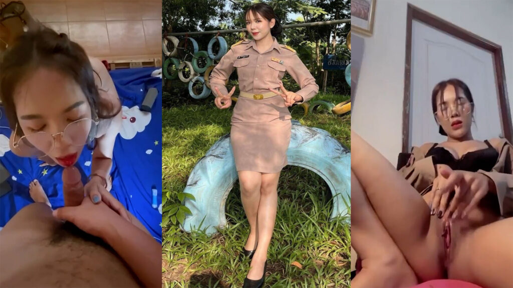 คลิปหลุดครู เบ็ดหีคาชุดส่งให้แฟนดู เงี่ยนอยากโดนเย็ดมีคลิปขย่มควยหลุดมาด้วย